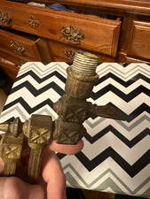 antique cast-brass gas-light wall fixture / sconce assembly picture