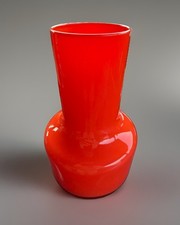 MCM Scandinavian Art Glass Vase Kaj Franck Nuutajarvi Notsjo Nuclear Orange picture