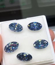 5PC 5.Ct Natural Blue color Diamond Oval Cut D Grade Certified VVS1+AAA1 picture