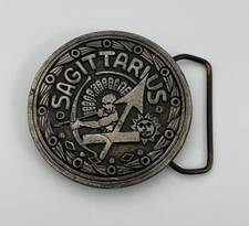 Vintage Zodiac Spec Cast Belt Buckle Sagittarius Astrological Sign Paganism picture