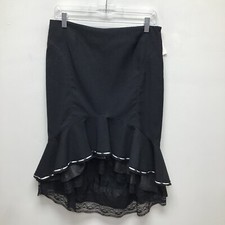 Alberto Makali Black Textured Ruffle Tiered Lace Mermaid Hem Hi-Low Skirt 10 New picture