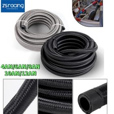 4AN 6AN 8AN 10AN 12AN Nylon & Stainless Steel Braided Fuel Hose Oil Gas Air Line picture