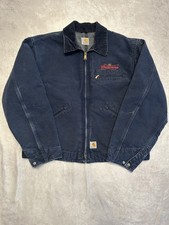 Vintage 90s Budweiser Beer Carhartt Dark Blue Blanket Lined Detroit Jacket XL  picture