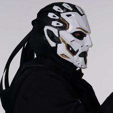 Cyberpunk Oni Mask Sci-Fi Mecha Samurai Half-Face Helmet Cosplay Prop Rave Gear picture