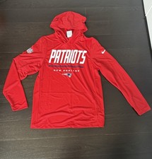 New England Patriots Nike Sideline Dri-FIT Hooded Long Sleeve T-Shirt - Red  picture