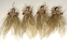 VTG Porcelain Face Angel Ornaments Gold Lace Tulle Halo Lot of 4 picture