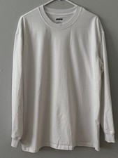 SKIMS Men's Relaxed Fit Long Sleeve Cotton T-Shirt in White Size Medium picture