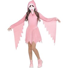 Fun World Girls' Shimmer Ghost Face Costume, Large 12-14, Pastel Pink picture