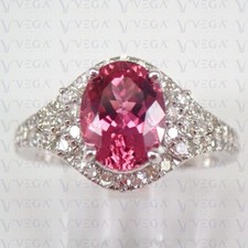 5.59ct Oval Shape Natural Tourmaline Gemstones Diamond Ring Real 14K White Gold picture
