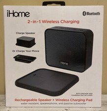 iHome Portable Bluetooth Wireless Speaker 2 In 1 Wireless Charging, Black picture