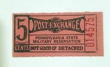 1920s MOUNT GRETNA POST EXCHANGE 5 CENT COUPON ~ PENNSYLVANIA NATIONAL GUARD picture