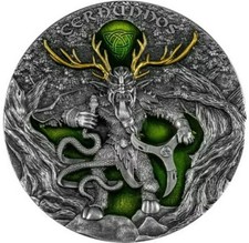 2022 2 Oz Silver $5 Niue Horned God CERNUNNOS Antique Finish Coin. picture