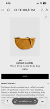 Mansur Gavriel Small Crescent Crossbody Bag Caramel Zip Adjustable Strap Gold picture