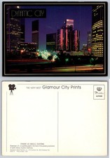 Vintage DYNAMIC CITY Los Angeles CA Skyline Night View Postcard 1980s picture