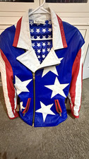 USA Stars RARE Vintage Fred Hayman Beverly Hills “FREEDOM” Leather Jacket picture