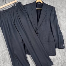 VTG Brioni Suit 2 PC Blue Black Birdseye Wool Silk 42R 34x30 Italy Harry Rosen picture