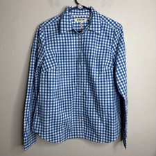 Boden Women’s Shirt Size 10 Long Sleeve Button Up Top Blue Plaid 100% Cotton NWT picture