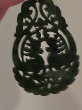 Dark Green Jade Pendant  985 Hardware  Large Authentic. picture