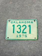 Vintage 1975 Oklahoma Motorcycle License Plate #1321 picture