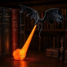 Dragon Bookshelf Nook Light,Fire-Breathing Fantasy Decor Halloween Shelf Display picture