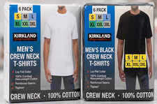 Kirkland Signature Men’s Crew Neck Tee, 6-pack Heavyweight Cotton White Black picture