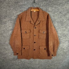 VTG 50s Mackinaw Cruiser XL Brown Houndstooth Wool Safari Hunting Filson Style picture
