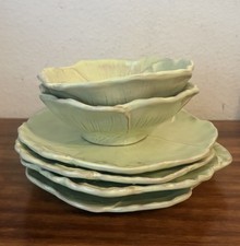 VIETRI Pottery Green Bellezza Bloom Celadon - SALAD PLATES &  BOWLS - Lot of 6 picture
