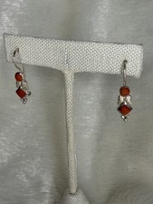 Rare Vintage Silpada Sterling Silver Mediterranean Red Coral Earrings W0885 picture