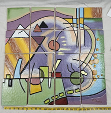 NEW LUIZ OLINTO ABSTRACT CERAMIC TILE MURAL 16 TILES 24