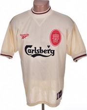 Liverpool 1996/1997 Away Football Shirt Reebok Carlsberg Ecru Jersey Size M picture