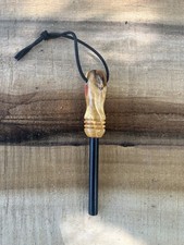 5/16 Ferro Rod Ferrocerium Firesteel Fire Striker Stabilized Buckeye Burl  picture