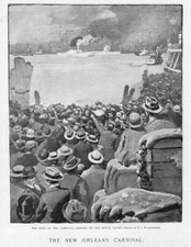 NEW ORLEANS CARNIVAL KING ARRIVES ON THE ROYAL YACHT, NEW ORLEANS 1898 CARNIVAL picture