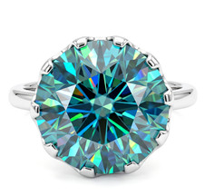 RARE 11.60 Ct Certified Blue Diamond Designer Ring - FREE Diamond Studs picture