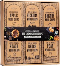 Large Wood Smoking Chips for Smoker - 6 Flavor Variety Pack of Natural Wood Chip picture
