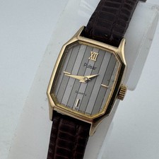 Vintage Pulsar Quartz Watch V232-5810 Women Gold Tone Leather ~For Parts Repair picture