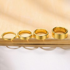 2/4/6/8mm Tungsten Carbide Band Mens Women's Gold Plating Wedding Ring Size 5-12 picture