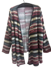 SJS Women's Multicolor Cardigan Sweater Stripe Print Size 3X Nice Accent Piece picture