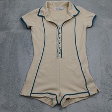Free People Beach Romper Womens XS Brown Terry Town Button Up Short Sleeve picture