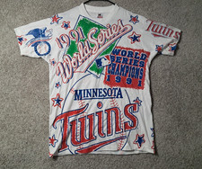 Vtg 1991 Minnesota Twins XL World Series Champions AOP Shirt Rare picture