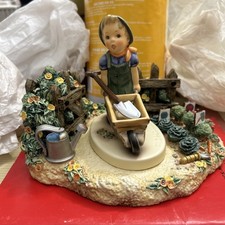 Hummel Little Landscaper Figurine #2011 & Musical Scape Bountiful Garden #1071-D picture