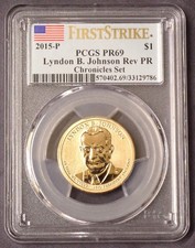 2015 P Lyndon B Johnson Reverse Proof Dollar PCGS PR69, Coin & Chronicles Set picture