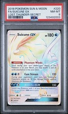 2018 POKEMON SUN & MOON LOST THUNDER SECRET #220 FULL ART/SUICUNE GX PSA 8 picture