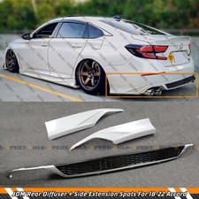 FOR 18-22 ACCORD YOFER PLATINUM WHITE PEARL REAR BUMPER DIFFUSER + CORNER APRON picture