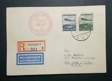 1936 LZ-129 Hindenburg Zeppelin Flown Germany-US Sieger Estate Postalcard picture