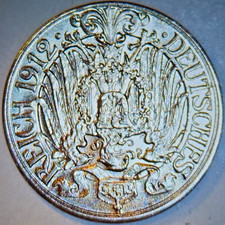 1912-D Germany 25 Pfennig German Empire Key Date Mint State Nickel Coin picture
