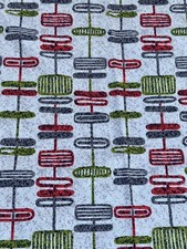 Atomic Antenna Kinetic Links Barkcloth Vintage Fabric Yardage Mid Century Space picture