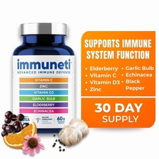 Immuneti Nutrition 6-in-1 Immune Defense - C - Zinc - D3 - Elderberry- pack size picture