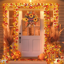 2 Pack Fall Decorations for Home Maple Leaf Lights Multicolored, Total 20Ft 40LE picture