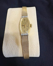 OMEGA Vintage 14K Gold Tonneau Manual Wind Ladies Watch Mesh Band Box Papers picture