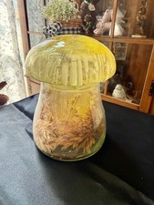 VTG 70’s  Mushroom Shaped Terrarium Jar W/ Dried Flowers & Candle  picture